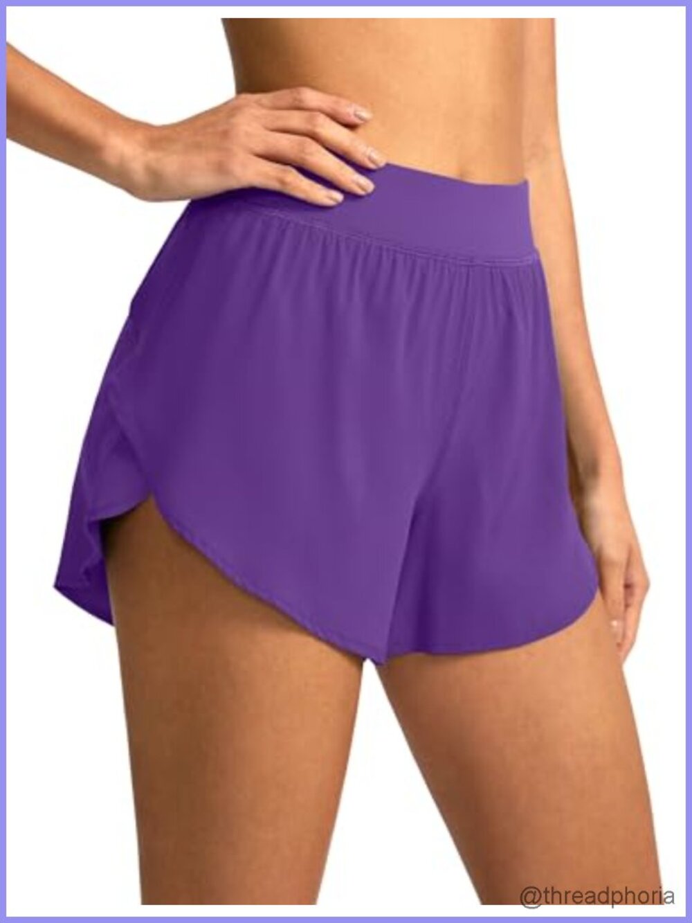 High Waisted Athletic Running Shorts with Liner Dolphin High Split Quick Dry